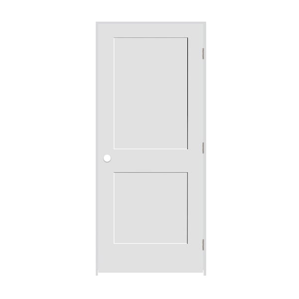 Trimlite 36" x 84" x 1-3/8" Primed 2-Panel Interior Shaker 7-1/4" LH Prehung Door with Satin Nickel Hinges 3070pri8402LH15714 - main